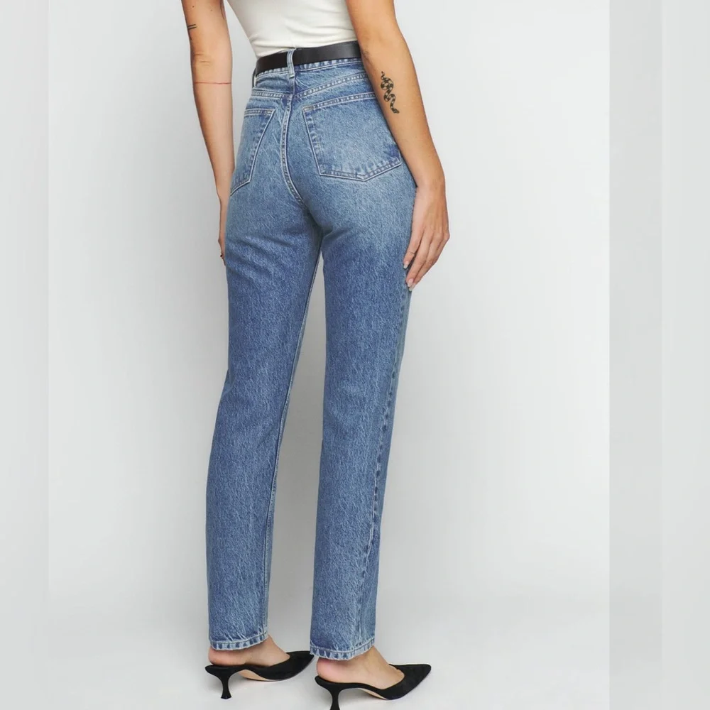 REFORMATION Cynthia High Rise Straight Jeans Colorado Medium Wash Button Up 25 - Picture 3 of 12